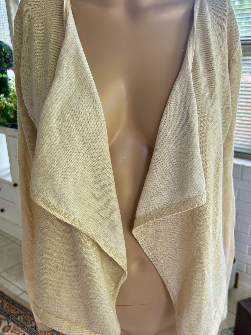 Lilly Pulitzer Gold Metallic Open Draped Cardigan